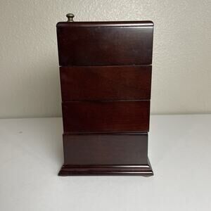 Vintage Bombay Company 4 Tier Swivel Drawers Wooden Jewelry Box 1996 Mahogany